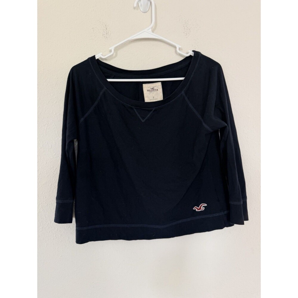 Vintage Hollister Y2K Off Shoulder Boxy Logo Top Size Small Preppy 2000s Rare